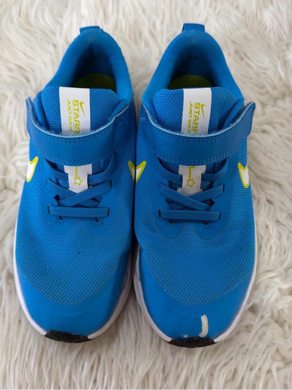 Nike Kids Bright Blue Athletic Sneakers with Yellow Accents